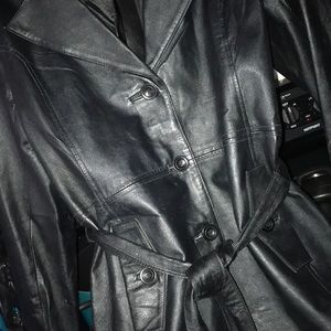 SALE PRICE Leather coat XL Black long trench